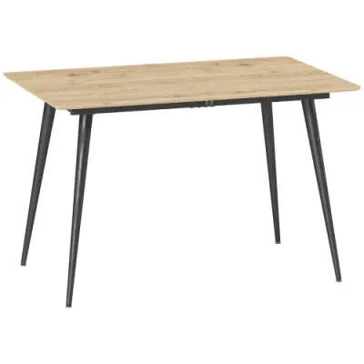 Raztegljiva jedilna miza, naravna barva, 120/160×75 cm, kuhinjska miza za 6–8 oseb, moderna jedilna miza z jeklenimi nogami