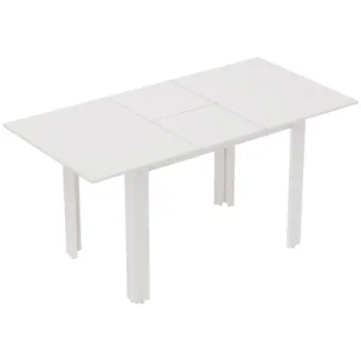 Raztegljiva jedilna miza, sijajno bela, nastavljiva kuhinjska miza za 4–6 oseb, MDF, 120–160×70 cm