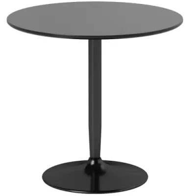 Jedilna miza za 2 osebi, okrogla plošča Ø80 cm, MDF in jeklo, črna, nedrseča, višina 75 cm