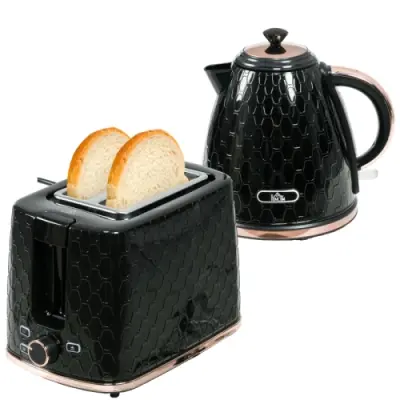 Komplet grelnika vode in toasterja 1,7 L, črn, različni načini delovanja, LED zaslon, eleganten dizajn