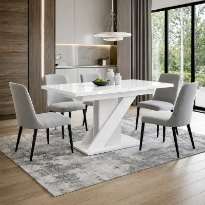 Jedilna miza Veneto – White/White HG full lacquered table top 32mm