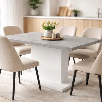 Jedilna miza Atina 1 138 – Concreate / White Table top 32mm