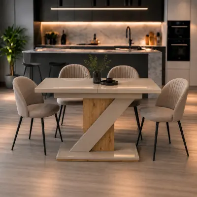 Jedilna miza Veneto – Oak craft gold / Cashmere HG full lacquered table top 32mm