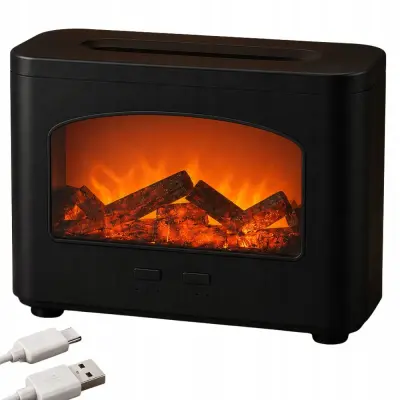 Difuzor dekorativni LED kamin 240ml vlažilec zraka USB časovnik