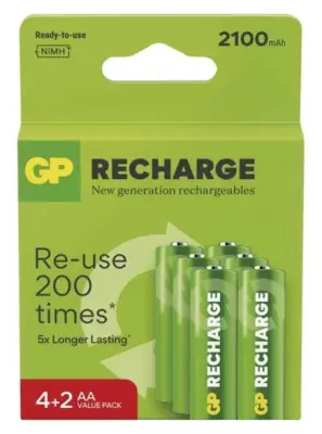 Baterije GP Recharge AA 2100mAh 6 kosov zelene barve