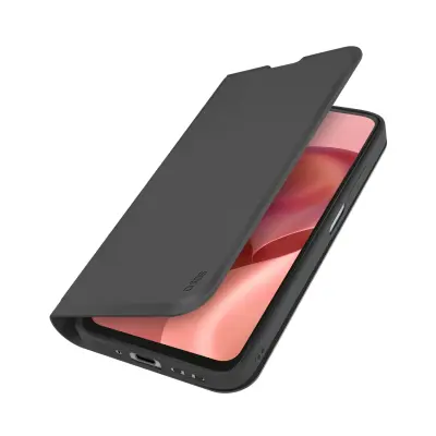 SBS GLADKA DENARNICA ZA MOTOROLA MOTO G06 Z ZAKLOPOM, ČRNE BARVE, VISOKE KAKOVOSTI