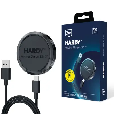 3MK HARDY BREZŽIČNI POLNILEC 2V1 ZA MAGSAFE 15W