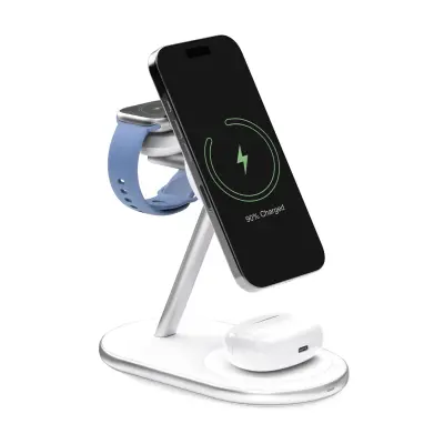 BREZŽIČNI POLNILEC PURO 3-V-1 MAG STATION QI2 ZA MAGSAFE IPHONE 13 14