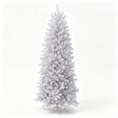 Vitko umetno božično drevo z LED-lučkami, 225 cm – belo