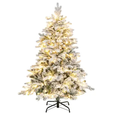 Umetno božično drevo z LED-osvetlitvijo in umetnim snegom, 135 cm