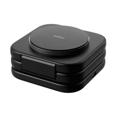 Belkin, Zložljiva brezžična polnilna postaja 3-v-1 Qi2 15W za pametni telefon / AirPods, Črna