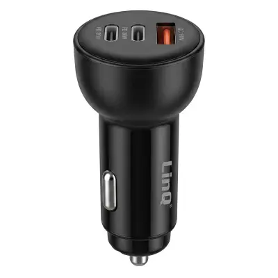 LinQ, Avtopolnilec 60W z 2 USB-C PD 30W in USB-A QC 3.0, Črna