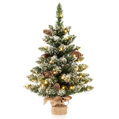 Umetno božično drevesce za mizo z LED-osvetlitvijo in umetnim snegom, 64 cm