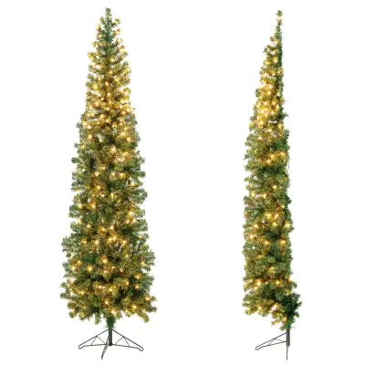 Umetno pol-božično drevo z LED-osvetlitvijo, 210 cm