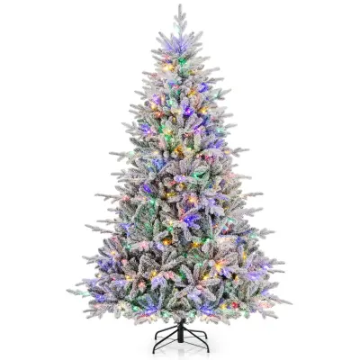 Umetno božično drevo z umetnim snegom in LED-osvetlitvijo, 218 cm