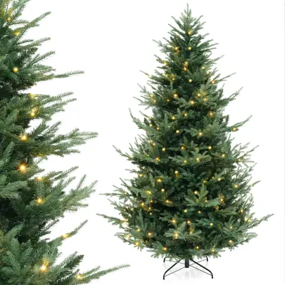 Umetno božično drevo, 240 cm, 450 LED-lučk, toplo belo svetlobo – zeleno