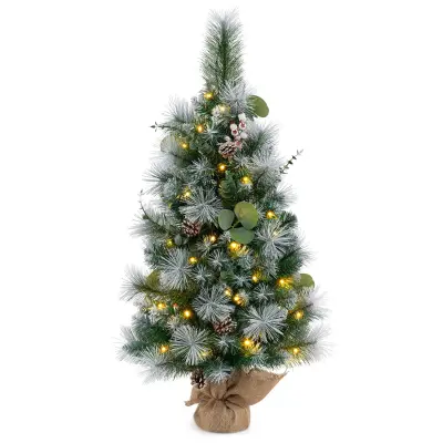 Umetno božično drevo z okraski in LED-osvetlitvijo, 90 cm