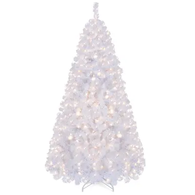 Umetno božično drevo s snegom, 180 cm, 230 LED-luči – belo