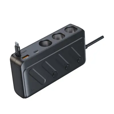Avto napajalnik 3 vtiči + USB-C PD45W, 187W, digitalni zaslon
