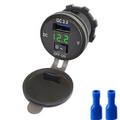 Voltmeter Stikalo Avto Modifikacija Single QC3.0 Green