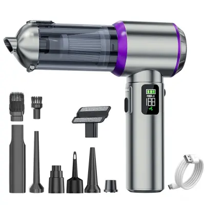 Ročni avtomobilski sesalnik – 100 W, 16000 Pa, 3x2000 mAh Silver
