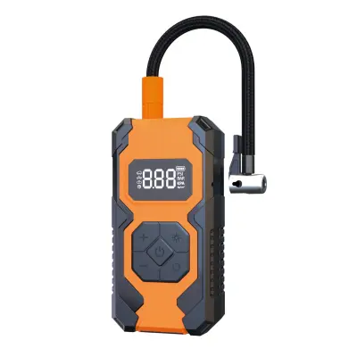 Prenosni električni napihovalnik pnevmatik za avto/kolo z digitalnim merilnikom tlaka Orange