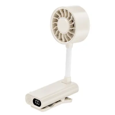Prenosni priponljiv ročni ventilator z 360° upogljivo grlo in 1200mAh Beige