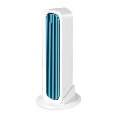 Stolpni ventilator brez rezil, USB, daljinec, turbo, do 8h White + Blue