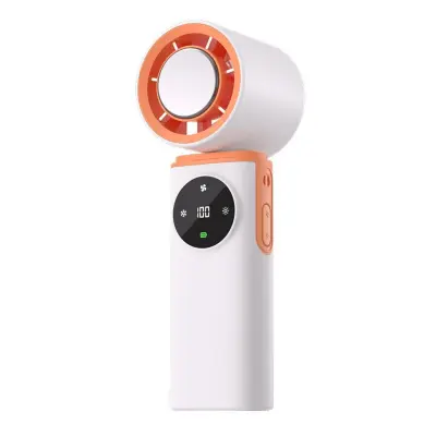Prenosni ročni ventilator z ledom, 199 stopenj, USB-C polnjenje White+Orange