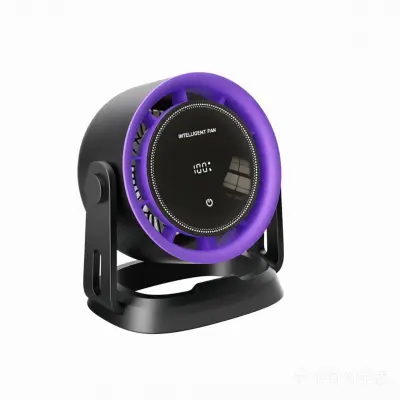 Ventilator z digitalnim zaslonom in dotikom, 100-stopenjski, USB Type-C, 10w Purple+grey