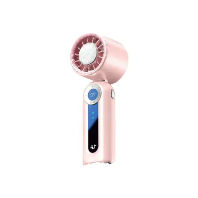 Prenosni ventilator z LED zaslonom in hlajenjem 16°C, 4000mAh Pink