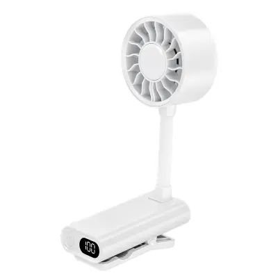 Prenosni priponljiv ročni ventilator z 360° upogljivo grlo in 1200mAh White