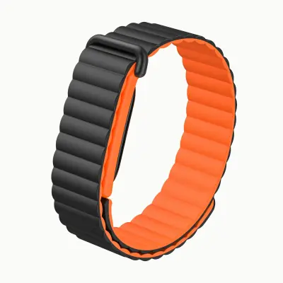 Magnetni silikonski pašček za Google Fitbit Air, siv-oranžen Black Orange