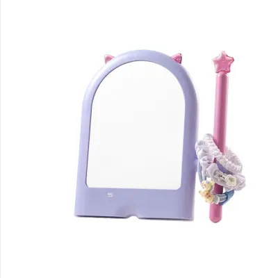 Namizno ogledalo za ličenje z držalom za elastike, nastavljivo in HD Purple