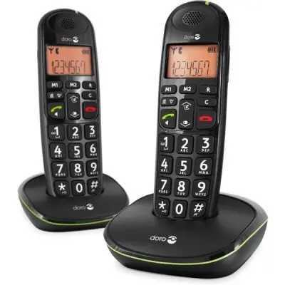 Brezžični telefon Doro PhoneEasy 100W Duo črn 2 slušalki