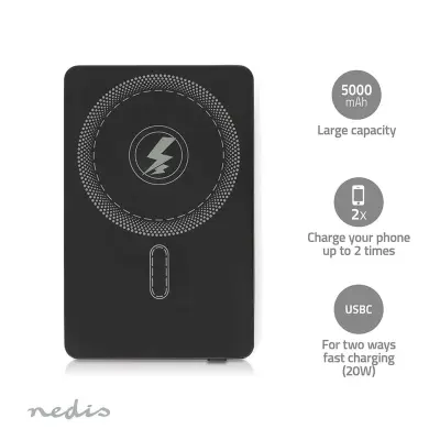 Powerbank Nedis pbkwl20w025bk 5000 mAh