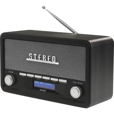 Prenosna radio Denver DAB-18 z retro dizajnom in Bluetooth povezavo