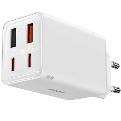 Polnilec Baseus GaN6 Pro 100W 2xUSB-C 2xUSB Bel