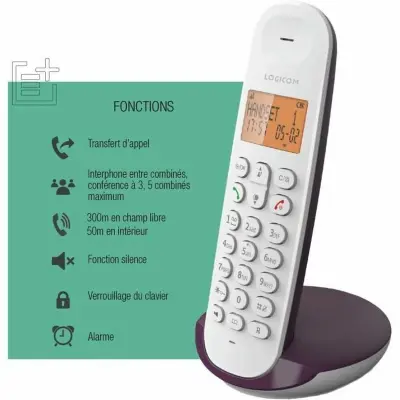 Brezžični telefon Logicom Iloa 150 v barvi aubergine