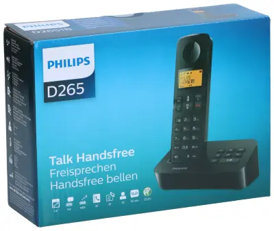 Brezžični telefon Philips D2651B/01 z 25-minutnim odzivnikom