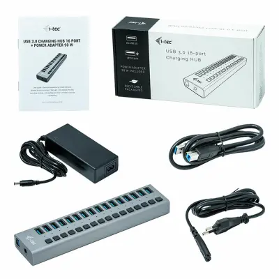 HUB za polnjenje i-tec USB 3.0 16 portov + napajalnik 90 W