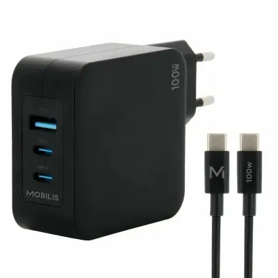 Mobilis - Polnilec - 100 W - 3 izhoda - Črn
