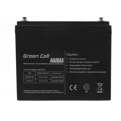 Baterija Green Cell AGM25 - 75 Ah - 12 V - Črna