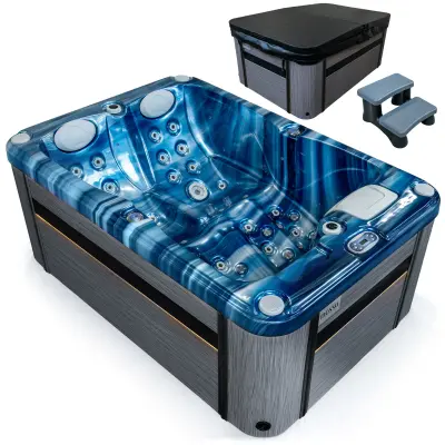 THUNDER MOSSA VL-2P-PRO-OW-DG-Z vrtni SPA za 2 osebi, 50 šob, Balboa, Bluetooth, LED