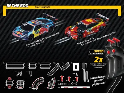 Set dirkalnih avtomobilov Carrera DTM High Speed Showdown 8,9m