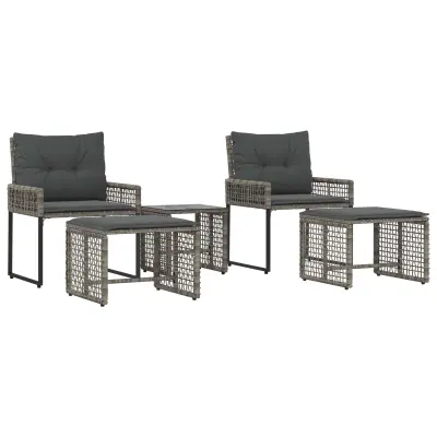 vidaXL Zunanji pohištveni set z blazino 5 pcs Siva