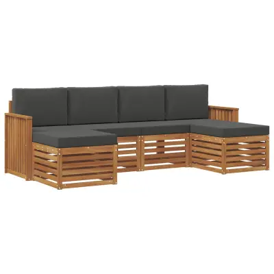 vidaXL Sedežne garniture z blazino 6 pcs Naravna in antracitna