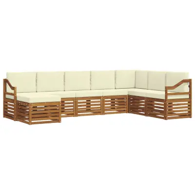 vidaXL Zunanja garnitura za sedenje z blazino 8 pcs Naravna in smetana