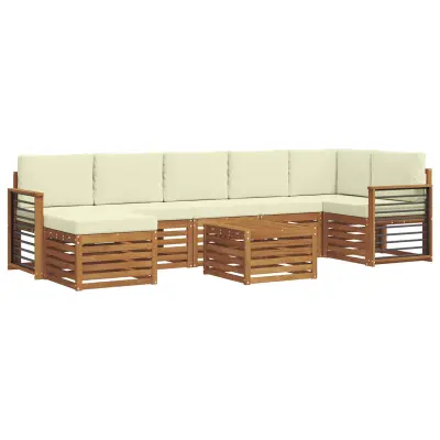 vidaXL Zunanja garnitura za sedenje z blazino 8 pcs Naravna in smetana