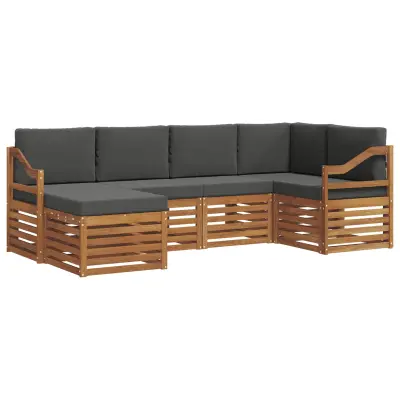 vidaXL Kotna sedežna garnitura z blazino 6 pcs Naravna in antracitna